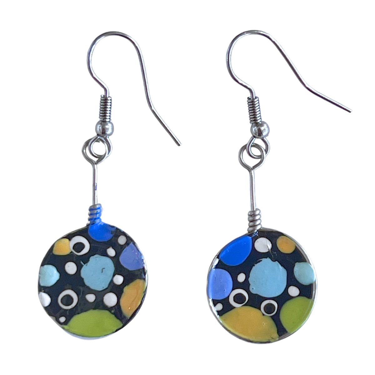 CECILIA RINCON - SM NAVY CIRCLE ENAMEL EARRINGS - ENAMEL