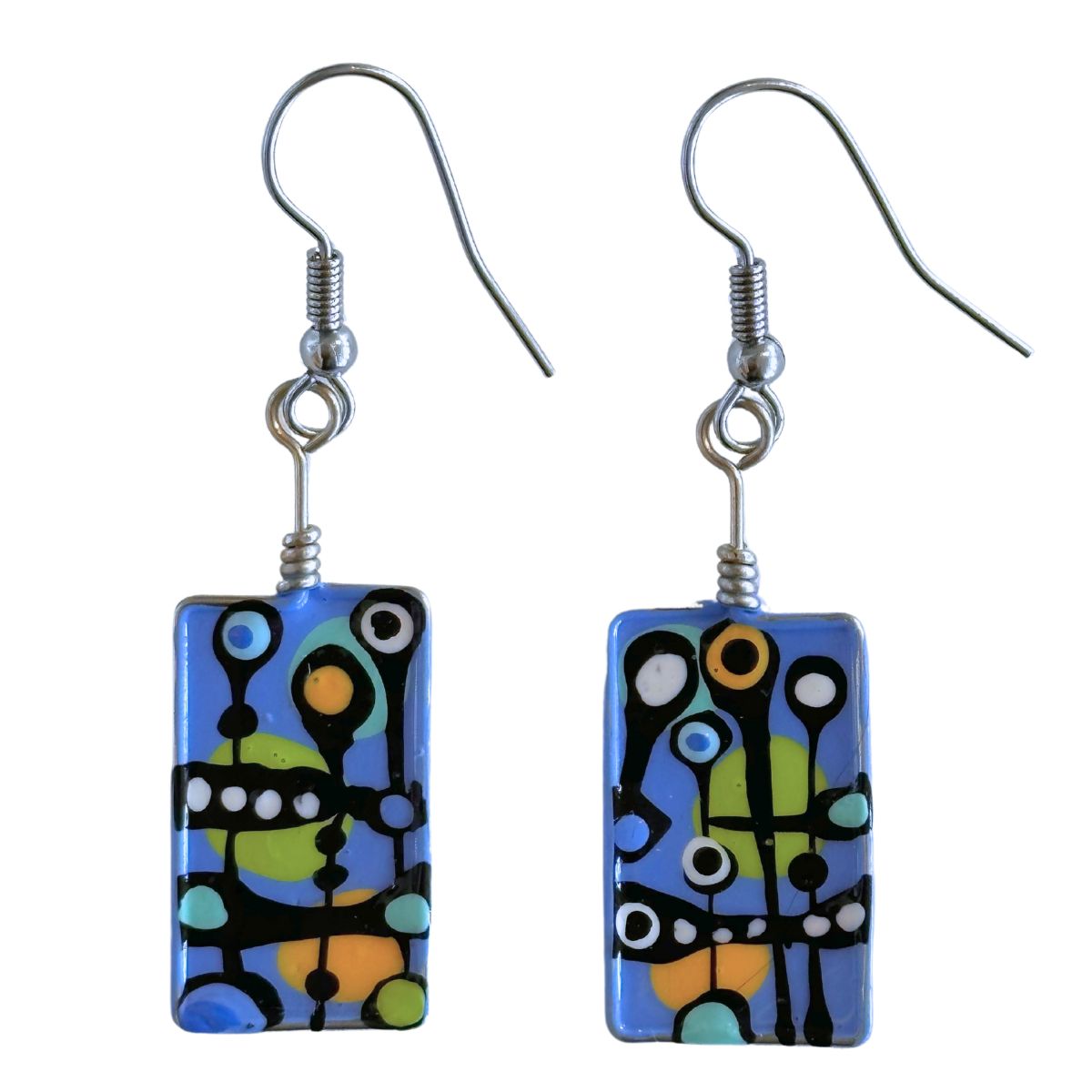 CECILIA RINCON - LIGHT BLUE RECTANGLE ENAMEL EARRINGS - ENAMEL