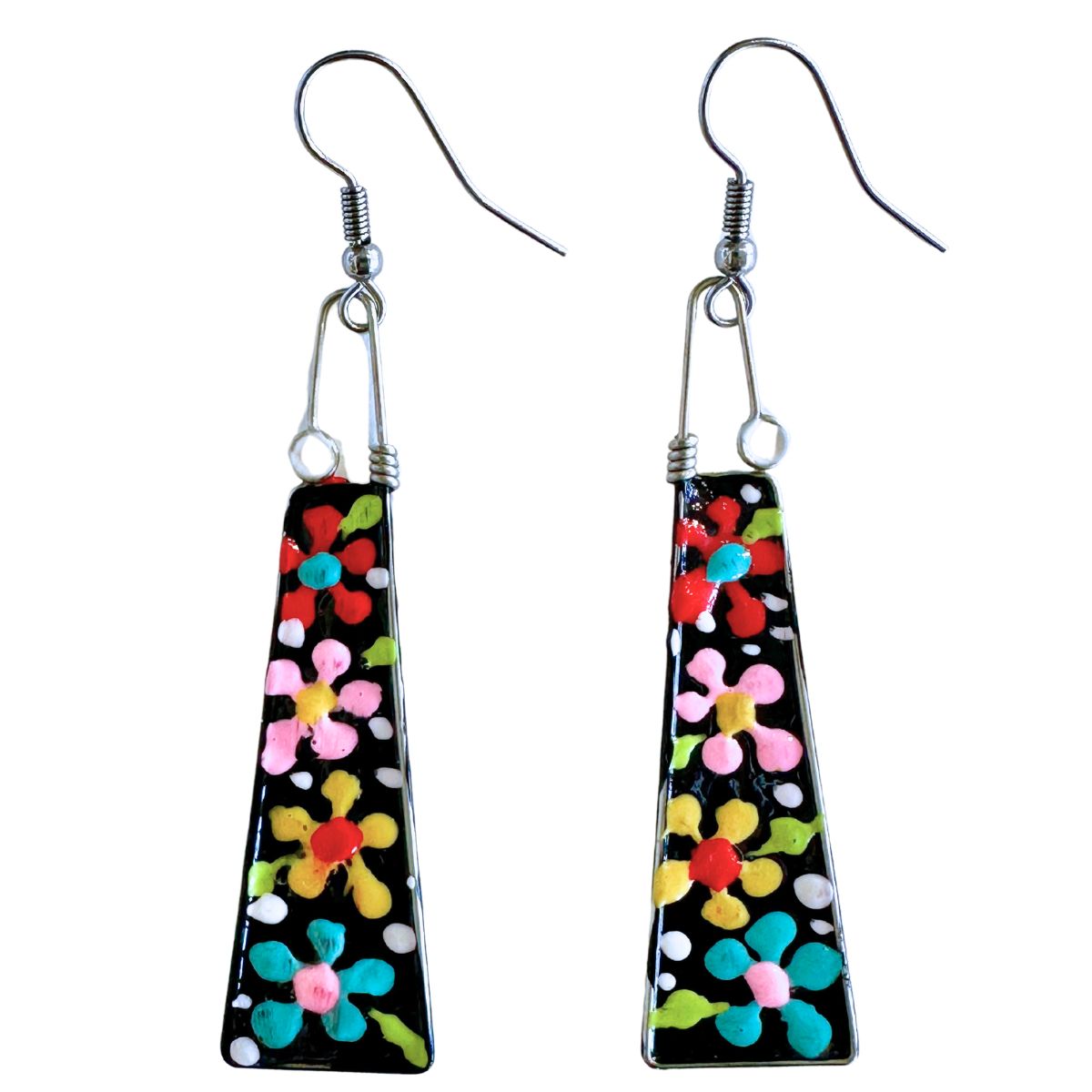 CECILIA RINCON - BLACK TIE FLOWER ENAMEL EARRINGS - ENAMEL