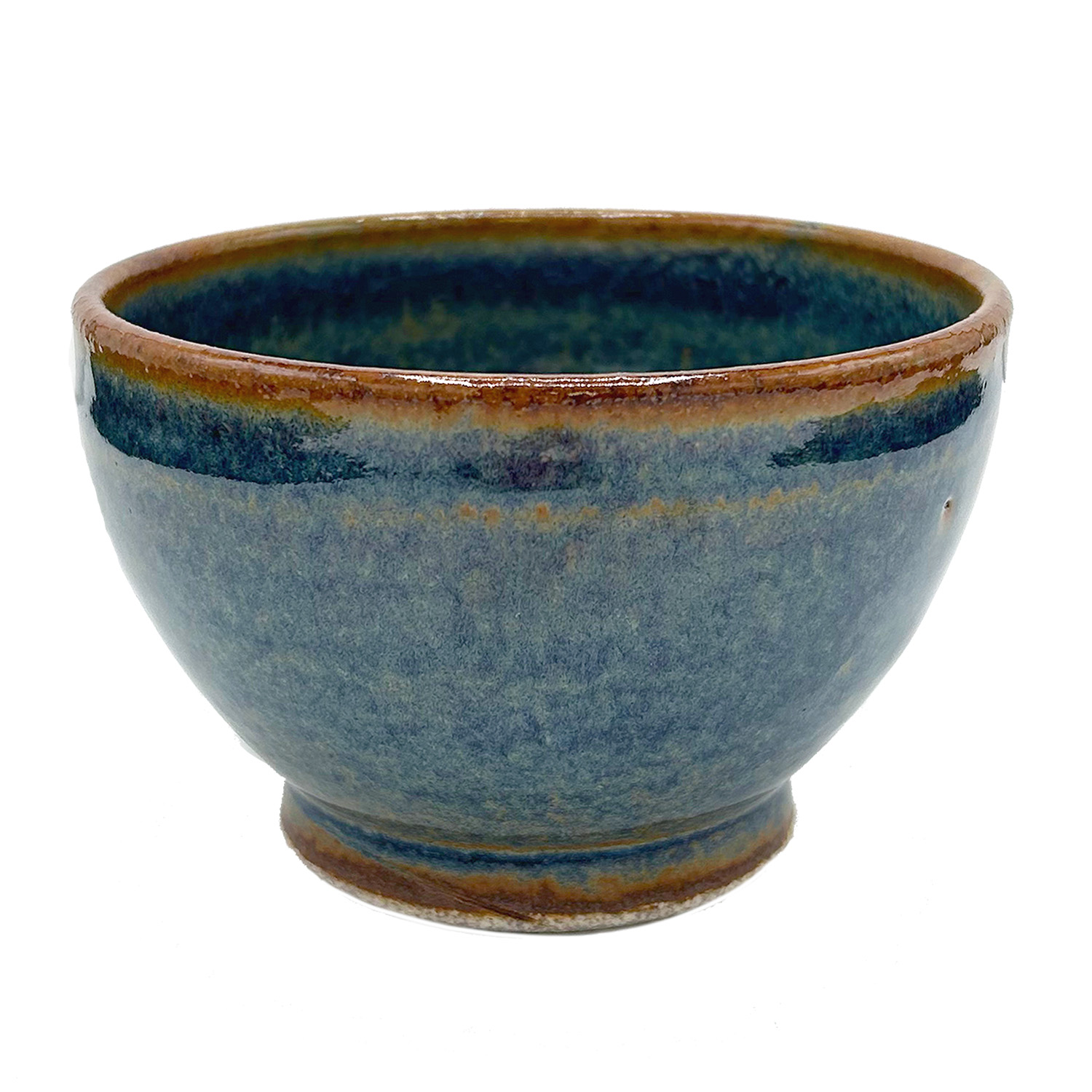 ERIC REYES - BLUE W/ ORANGE RIM RICE BOWL - CERAMIC - 5 X 5 X 3