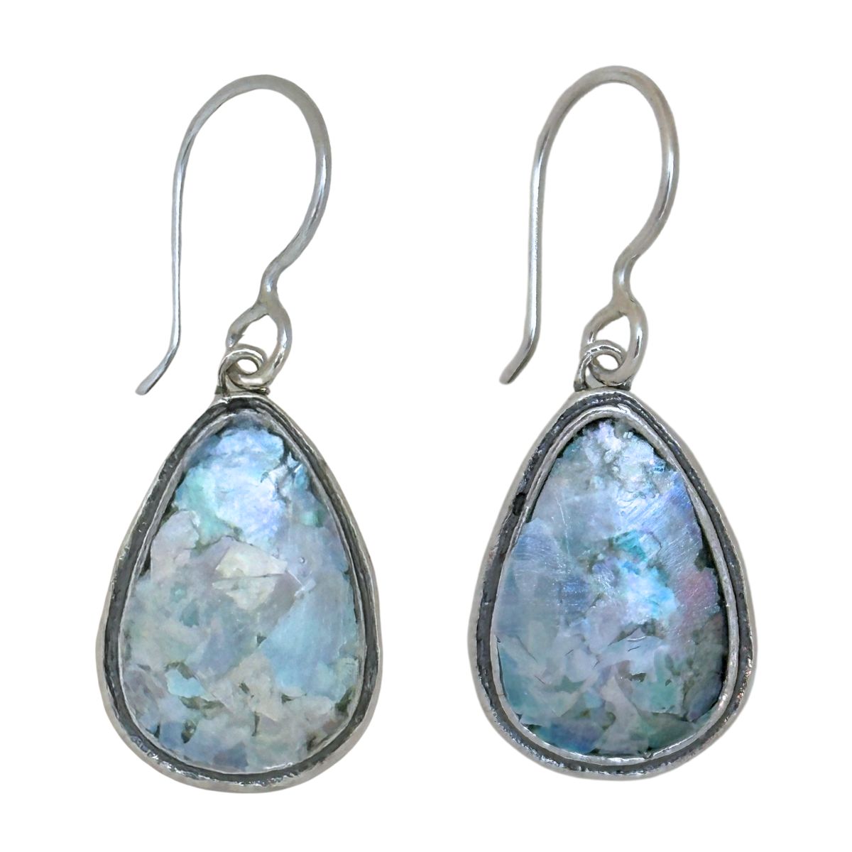 SAPHARIM RAHAV - ROMAN GLASS TEARDROP EARRING - STERLING & GEMSTONE