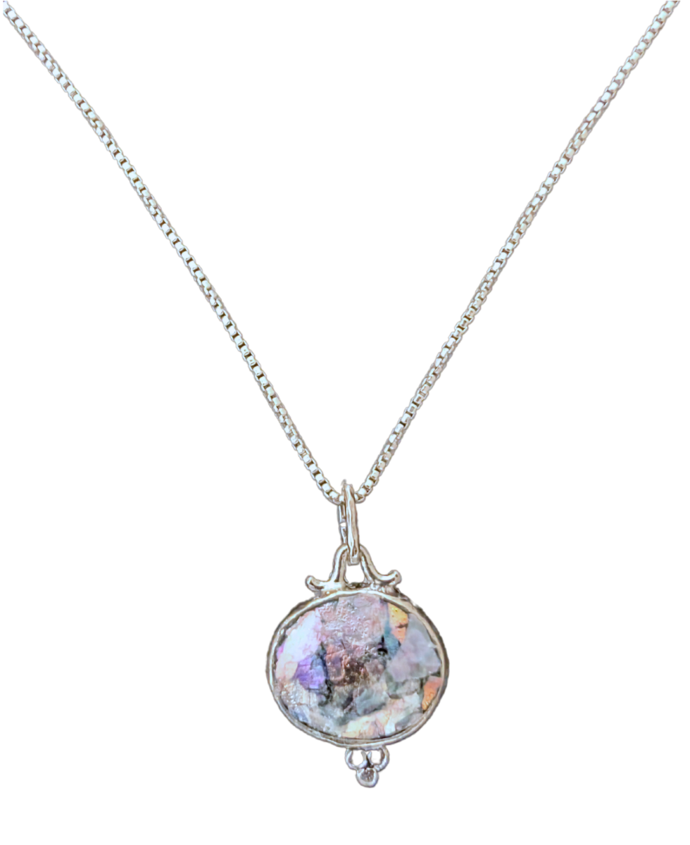 SAPHARIM RAHAV - ROMAN GLASSSMALL ROUND NECKLACE - STERLING & GEMSTONE