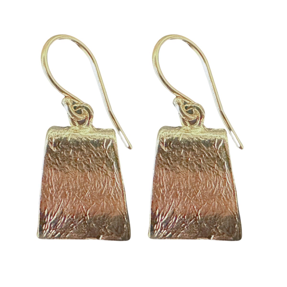 SAPHARIM RAHAV - GOLD PLATED TEXTURED RECTANGLE EARRINGS - STERLING & GEMSTONE