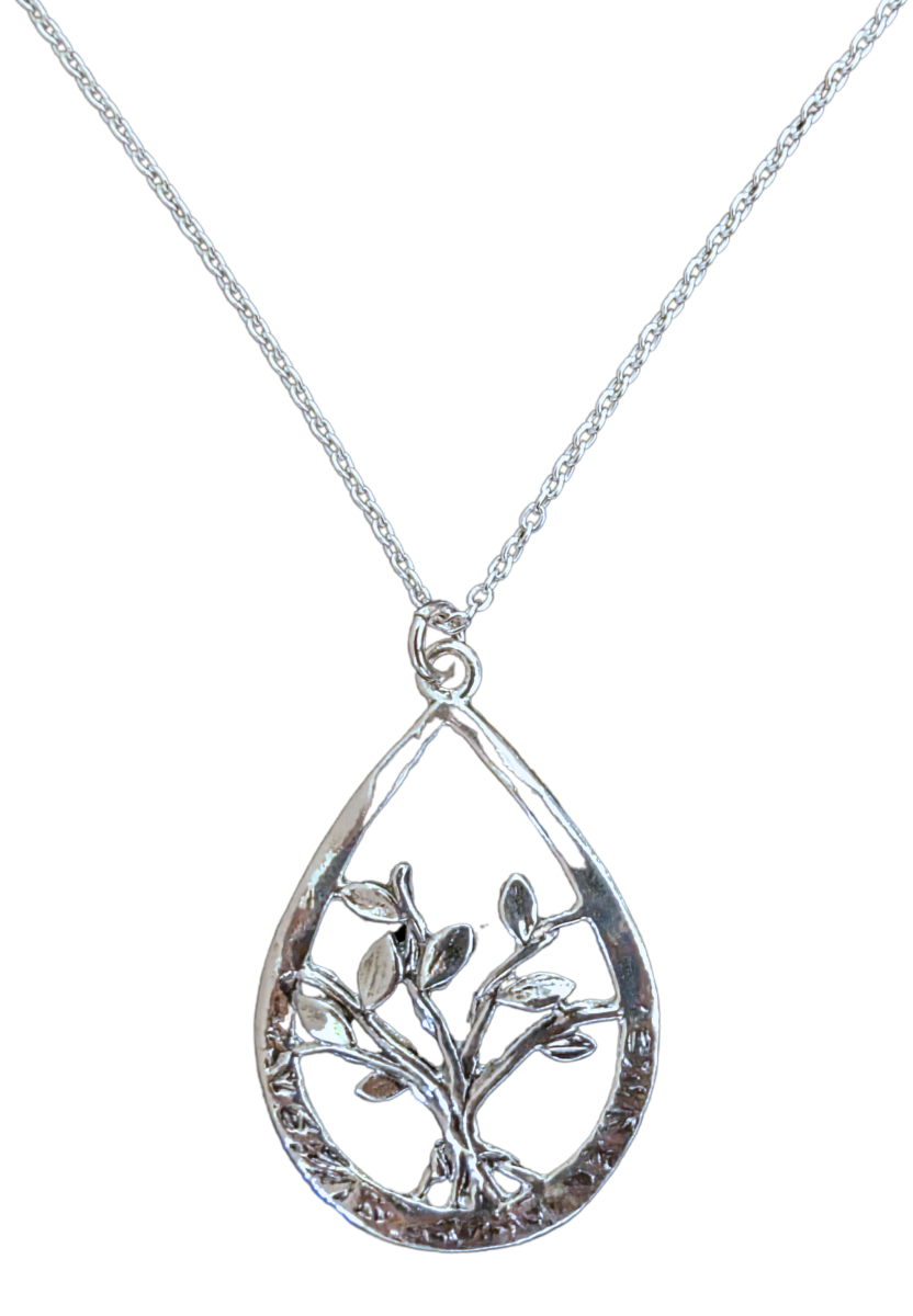 SAPHARIM RAHAV - TREE OF LIFE TEARDROP NECKLACE - STERLING & GEMSTONE