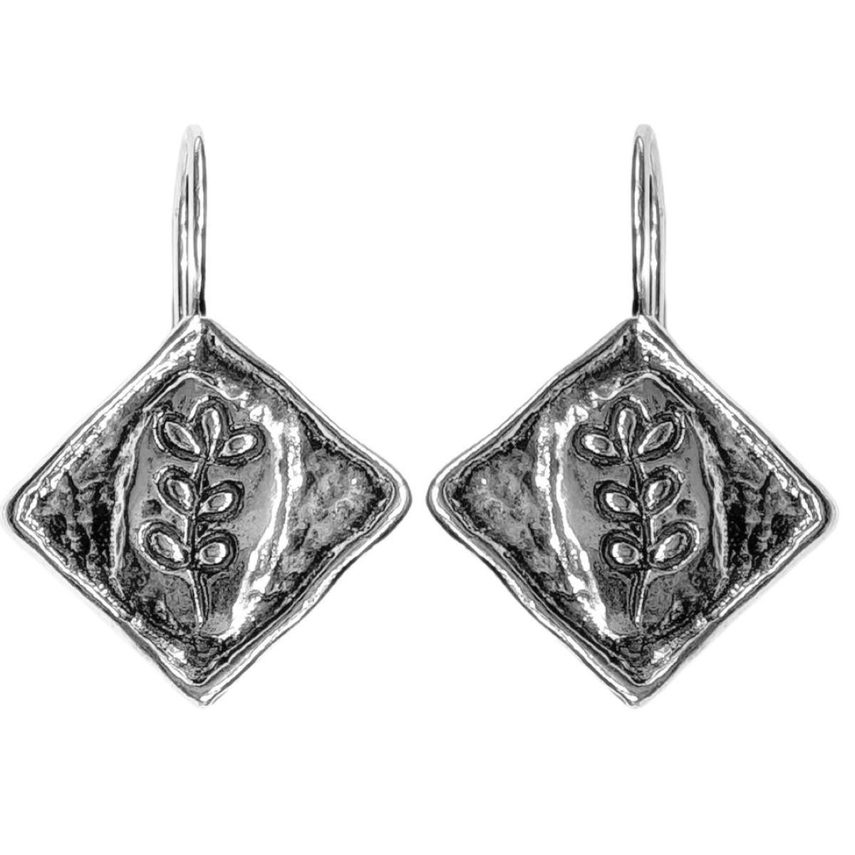 SAPHARIM RAHAV - SILVER HOOK LEAF EARRINGS - STERLING SILVER