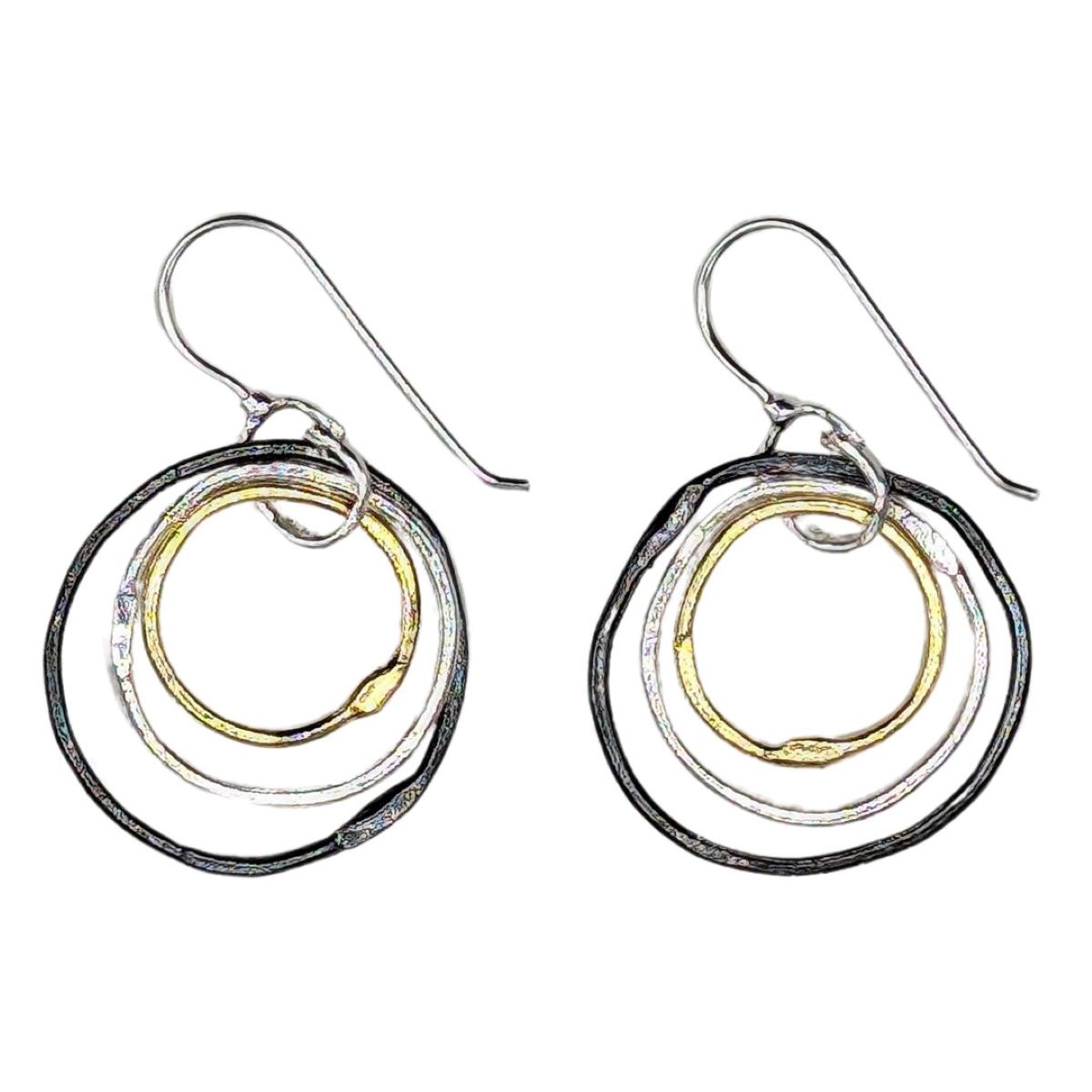 SAPHARIM RAHAV - SILVER/ GOLD PLATED MULTI HOOP EARRINGS - STERLING SILVER