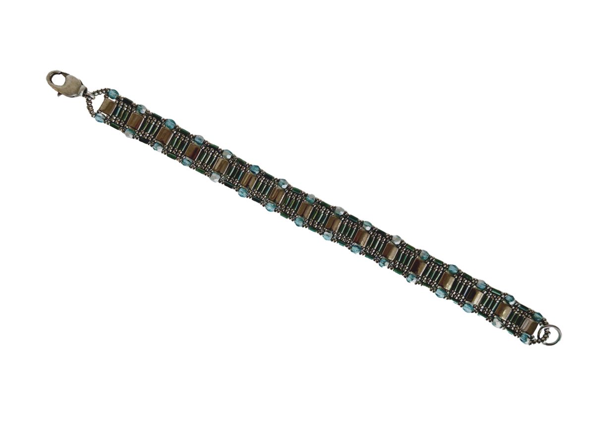 HEDDA SCHNUR - SILVER TILA & AQUA BEADED BRACELET - BEADS