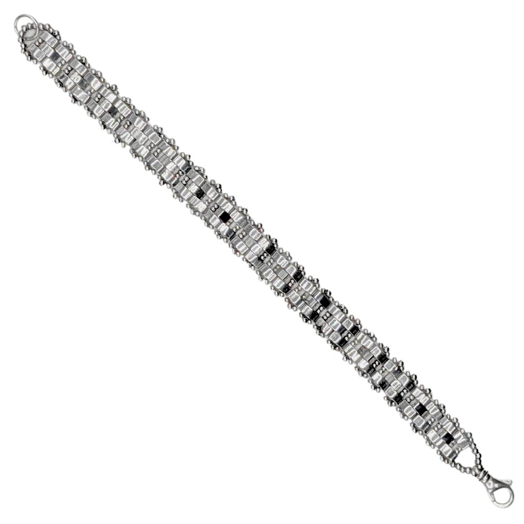 HEDDA SCHNUR - TWO ROW PALLADIUM EMBELLISHED WALL BEADED BRACELET - BEADS