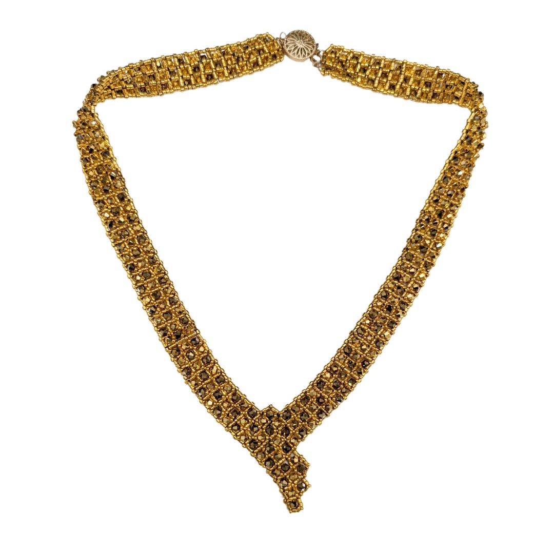 HEDDA SCHNUR - THREE ROW BLING AURUM GOLD CHOKER - BEADS