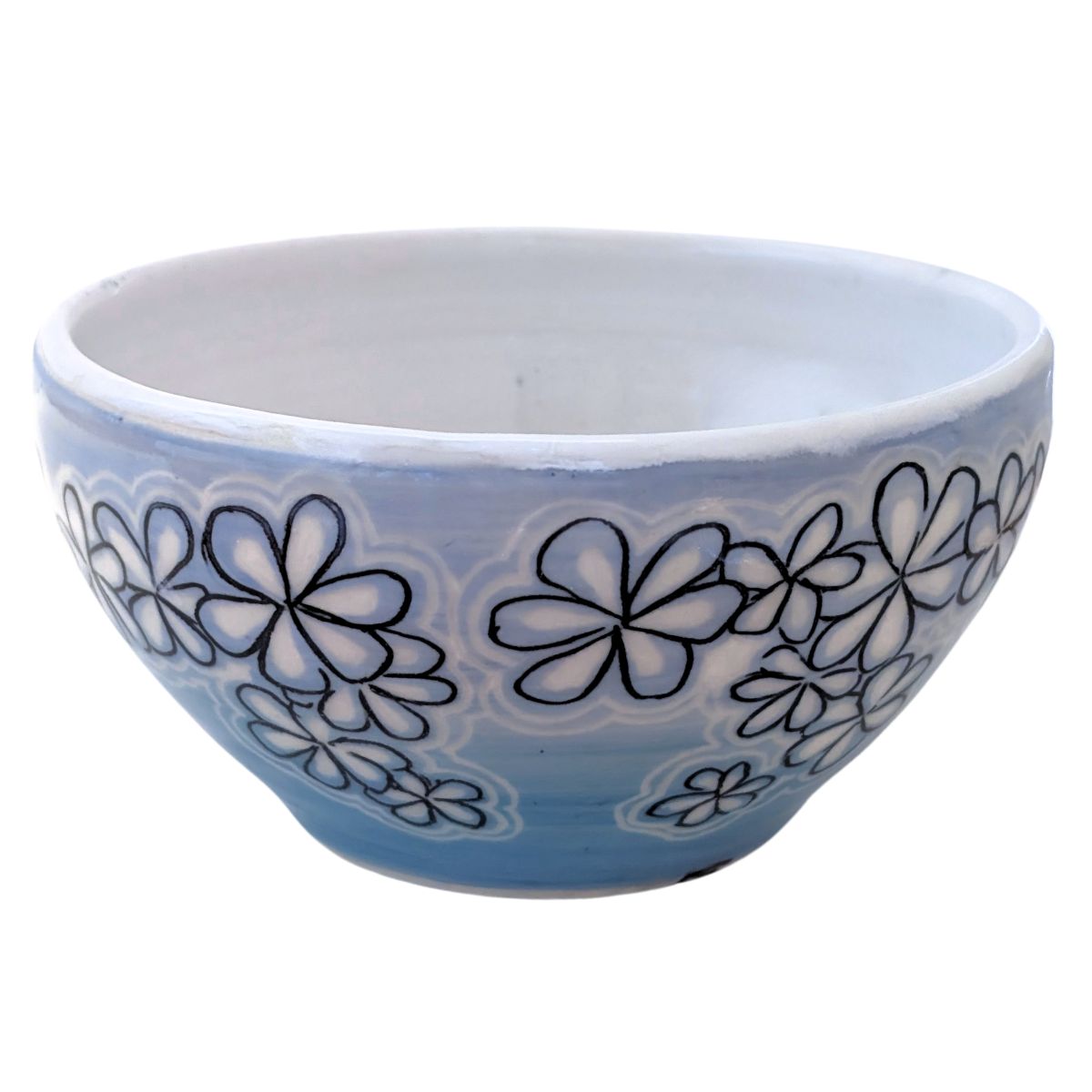 MAGIE SMITH-FLEISHER - LT BLUE FLOWER BOWL - CERAMIC - 5 X 3 X 5