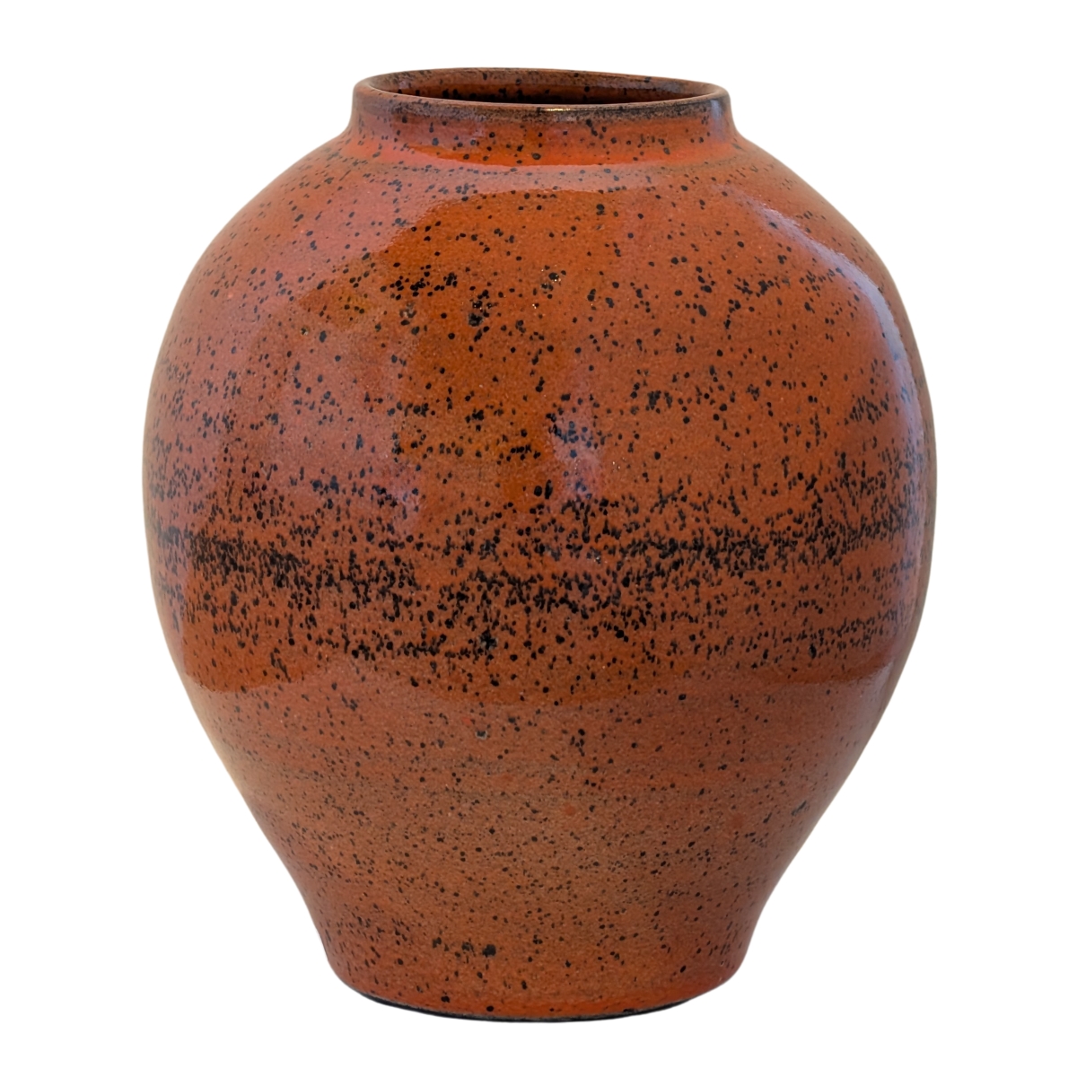 KENNY SMITH - RUST VASE WITH BLACK SPECKLES - CERAMIC - 8 X 7 X 7