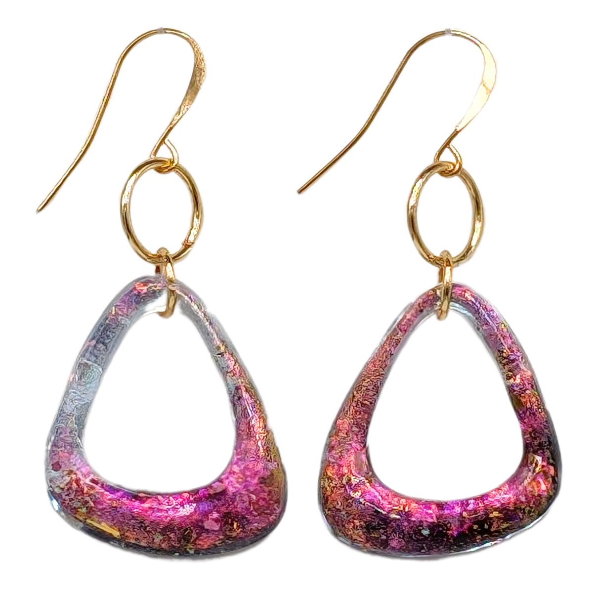 SHELLEY NORDMAN - SMALL VIBRANT PINK ORGANIC EARRINGS - MIXED MEDIA