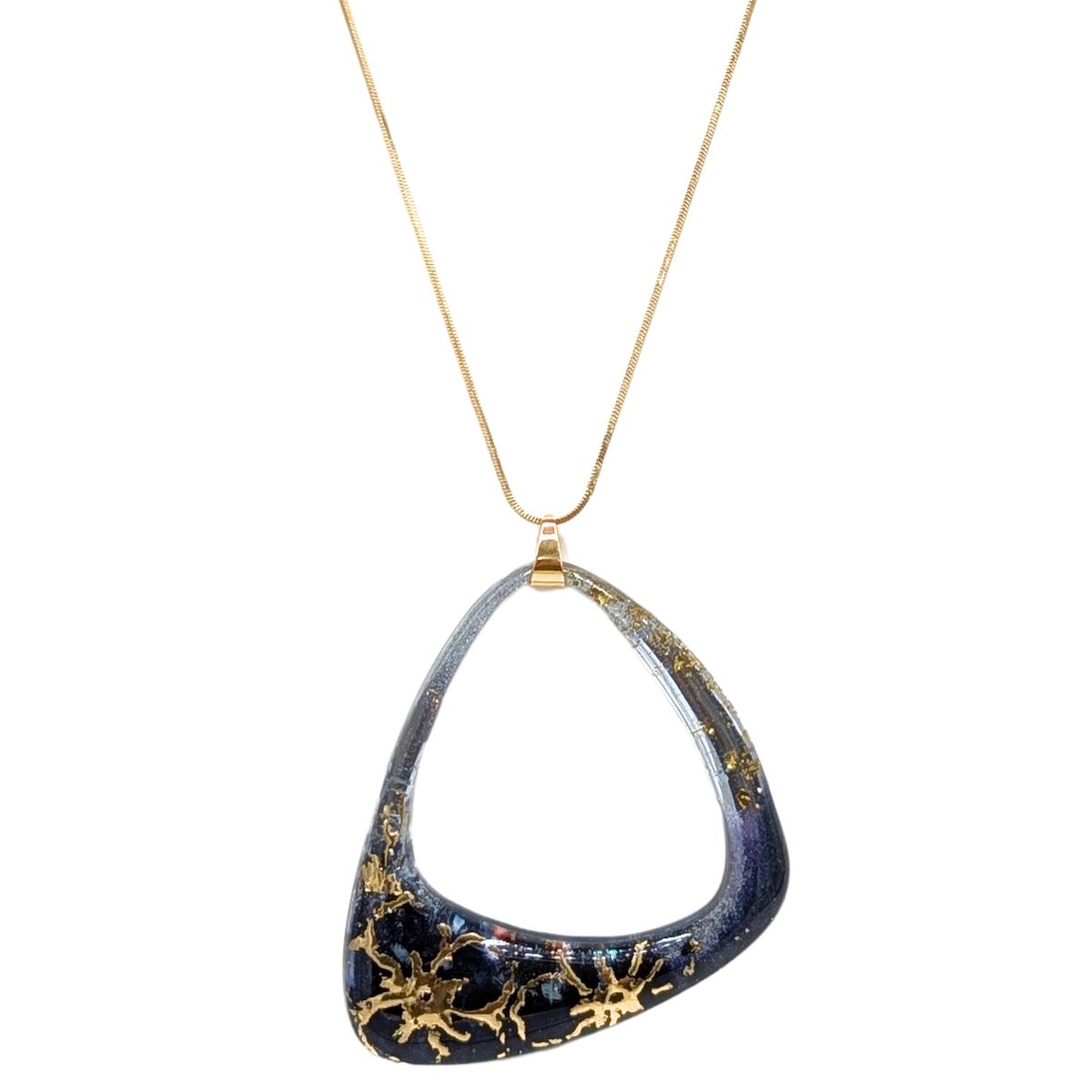 SHELLEY NORDMAN - LARGE BLACK AND GOLD ORGANIC NECKLACE - MIXED MEDIA