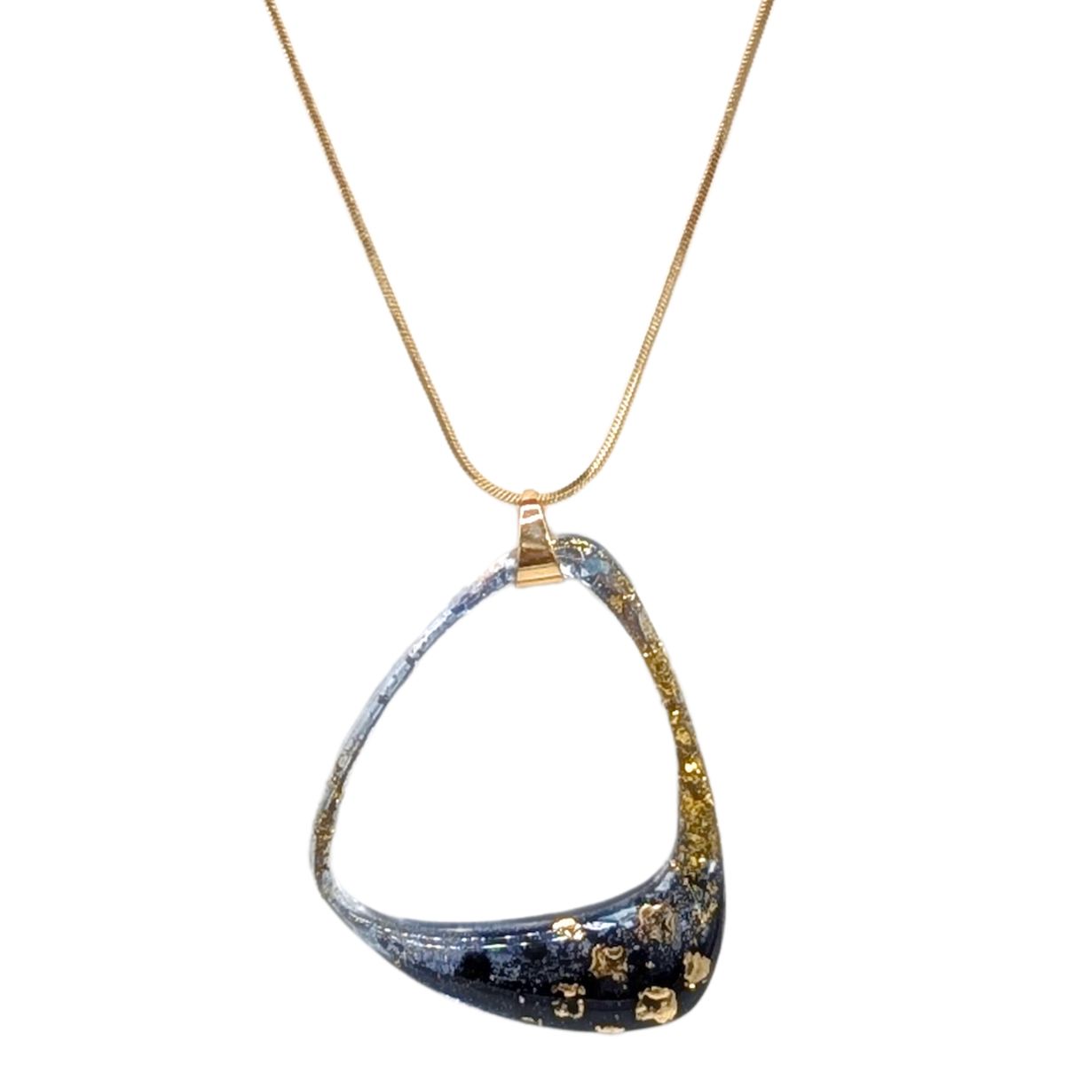 SHELLEY NORDMAN - MEDIUM BLACK AND GOLD ORGANIC NECKLACE - MIXED MEDIA