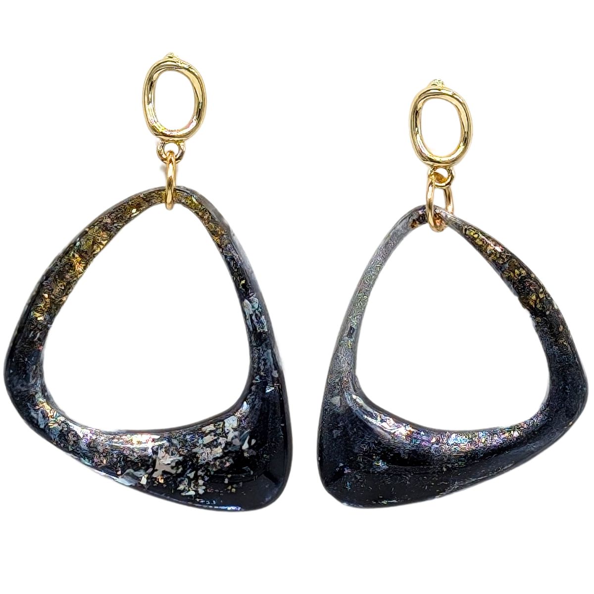 SHELLEY NORDMAN - BLACK AND GOLD ORGANIC EARRINGS - MIXED MEDIA