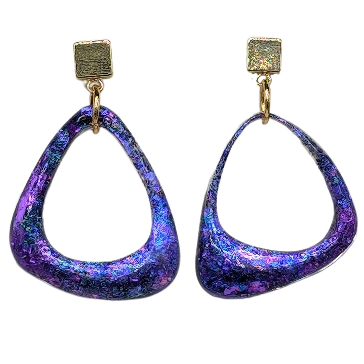 SHELLEY NORDMAN - SMALL BLUE AND PURPLE ORGANIC EARRINGS - MIXED MEDIA