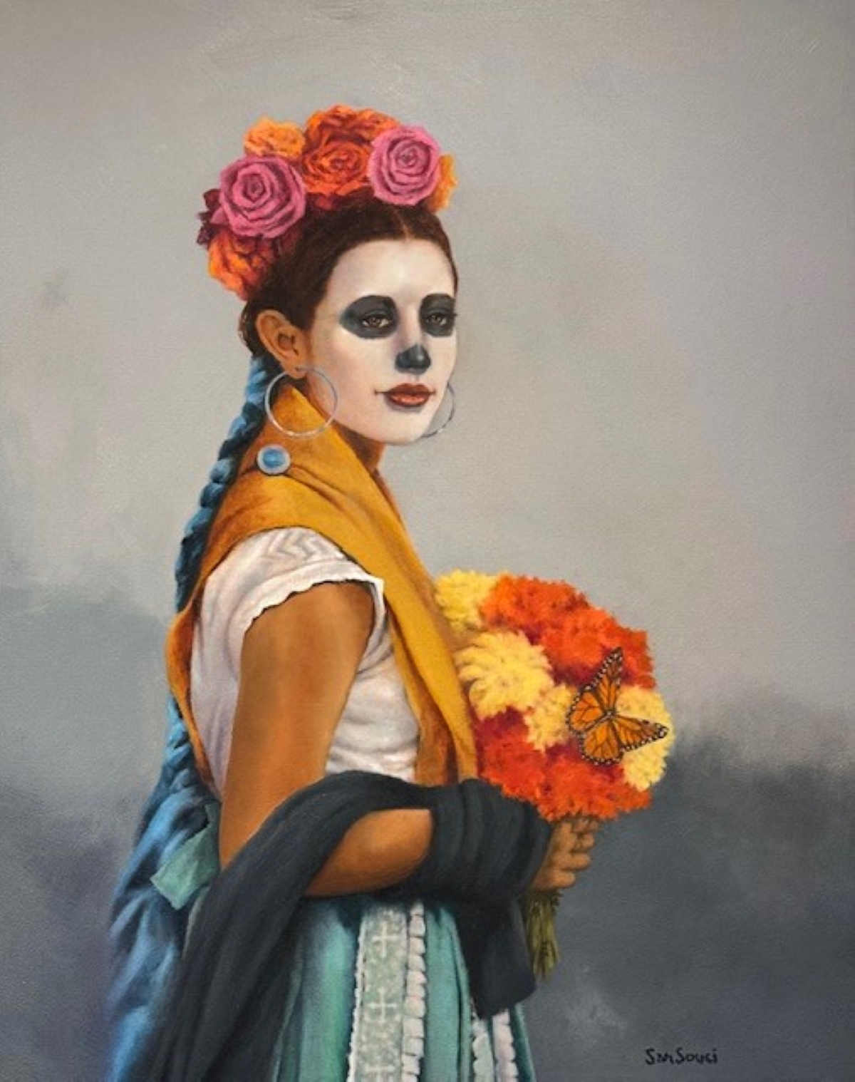 DANIEL SAN SOUCI - FLOWER LADY - OIL - 24 X 30