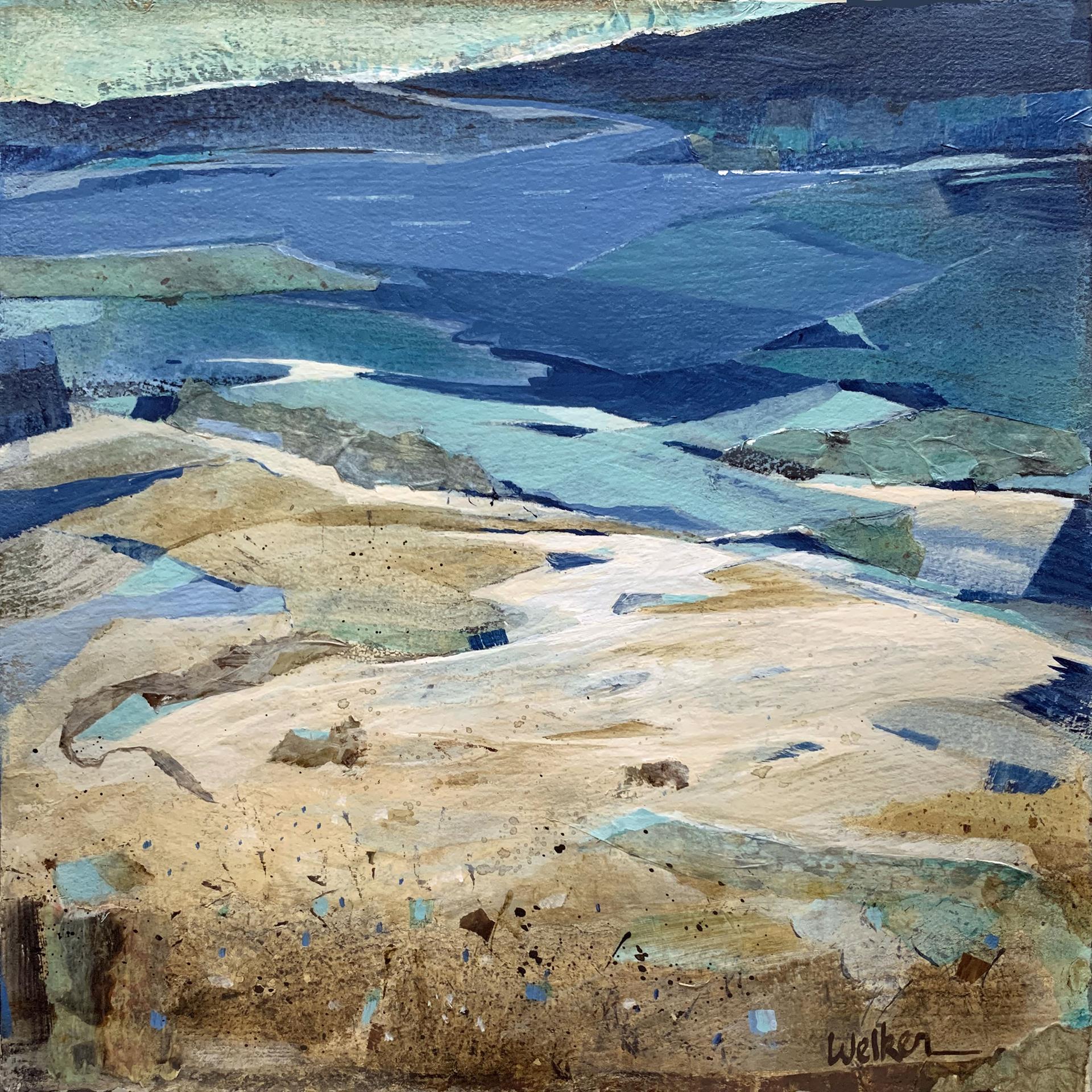 LYNN WELKER - AZURE STRAND - MIXED MEDIA - 15 X 15