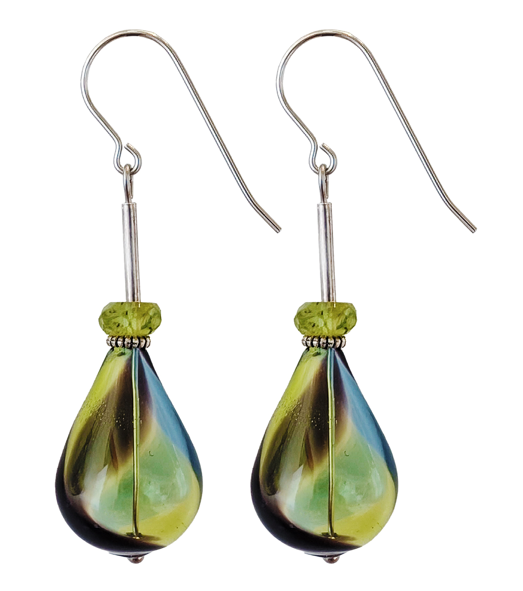 LILY TSAY - GREEN TEARDROP EARRINGS - GLASS