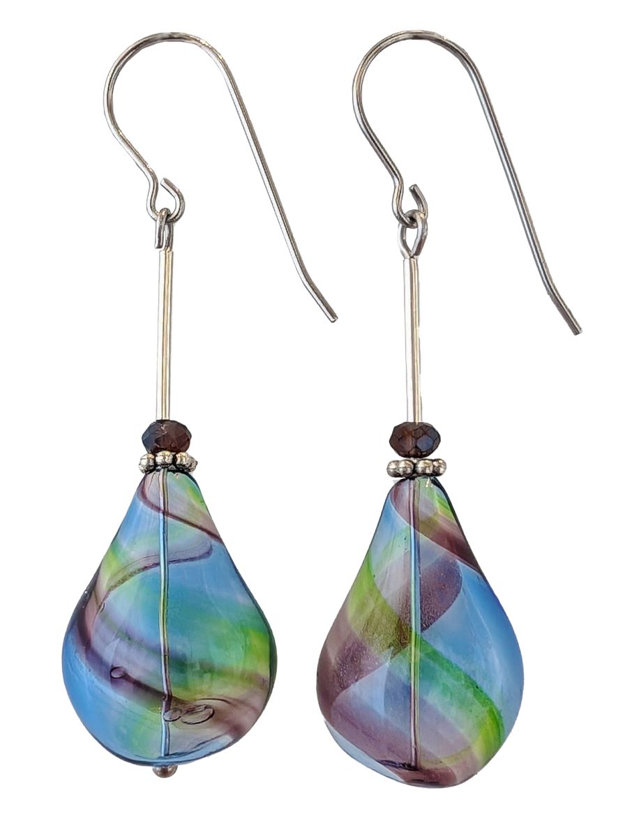 LILY TSAY - BLUE SMOKE TEARDROP EARRINGS - GLASS