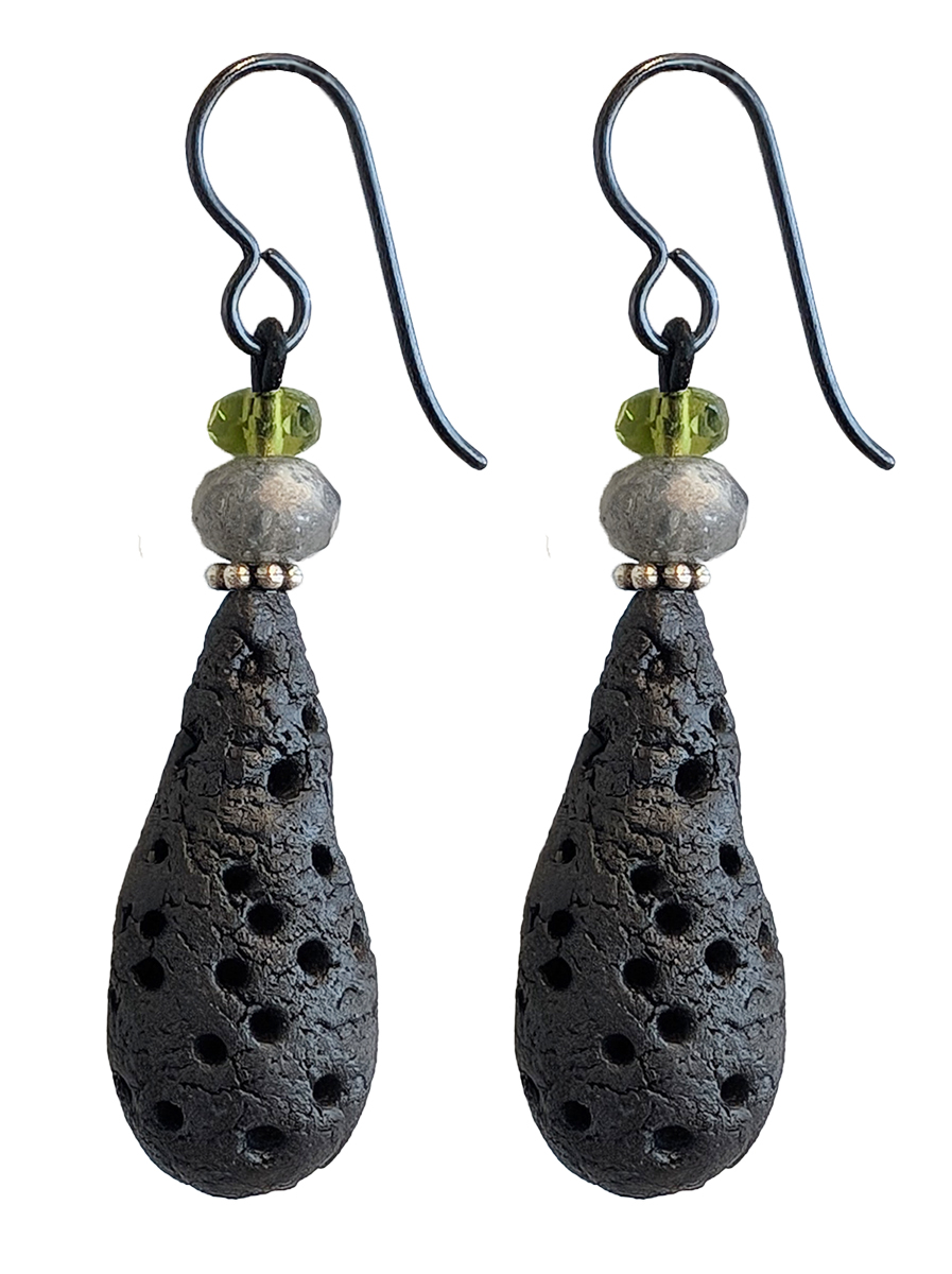 LILY TSAY - STONEWARE & LABRADORITE EARRINGS - MIXED MEDIA