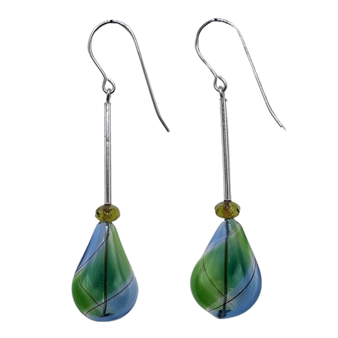 LILY TSAY - TEARDROP GREEN/BLUE EARRINGS - GLASS