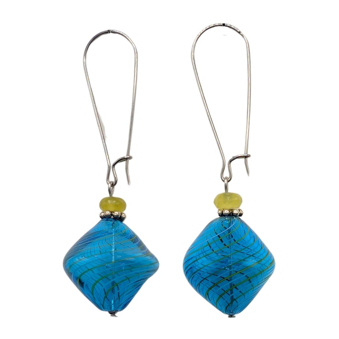 LILY TSAY - BICONE BLUE & GREEN EARRINGS - GLASS