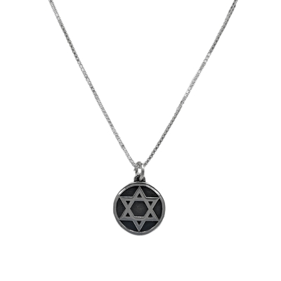 MICHELENE BERKEY - SOLID BLACK STAR OF DAVID NECKLACE - STERLING SILVER - 22 X 30.5