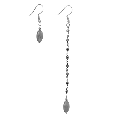 HOURI BORJIAN - TOURMALINE & SILVER ASYMMETRICAL EARRINGS - STERLING & GEMSTONE