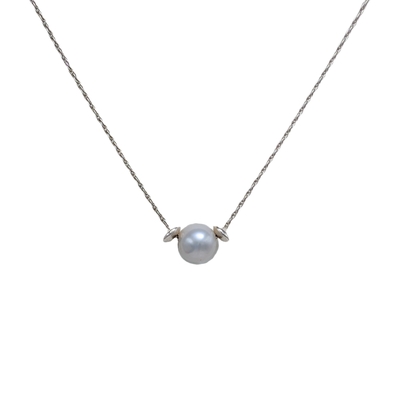 HOURI BORJIAN - SILVER CHAIN NECKLACE W/ SINGLE PEARL - STERLING SILVER