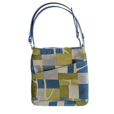 PATT BUCHANAN - ABSTRACT BLUE, GREEN, AND GREY WRISTLET - FIBER