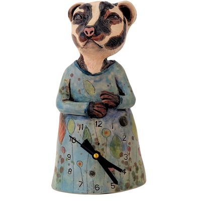 MARIA COUNTS - BADGER CLOCK - CERAMIC - 5 X 10 X 3