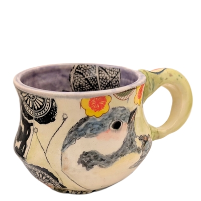 MARIA COUNTS - YELLOW/ BLK BIRD MUG - CERAMIC