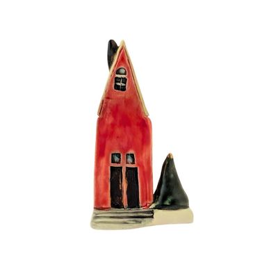 MARIA COUNTS - TINY RED HOLIDAY HOUSE - CERAMIC - 3 X 2