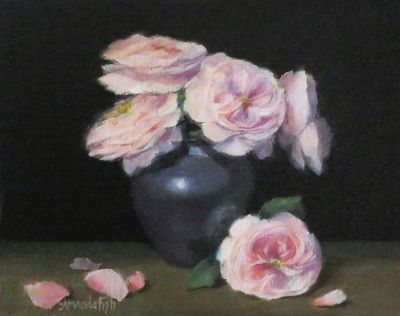 AMANDA FISH - PINK PARFUME - OIL ON CANVAS - 10 X 8