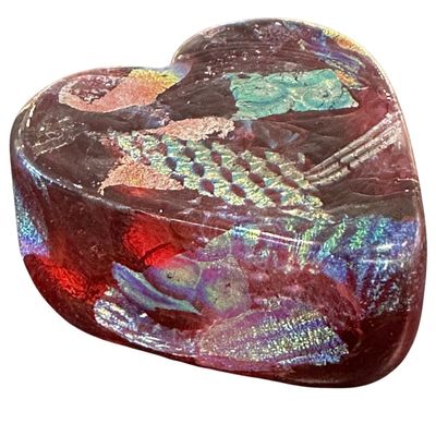 KEN AND INGRID HANSON - RUBY HEART PAPERWEIGHT - GLASS