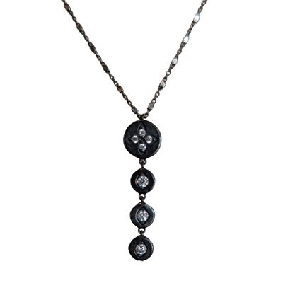 ITHIL METALWORKS - OXIDIZED SS W/ 4 CIRCLES & CZ NECKLACE - STERLING & GEMSTONE