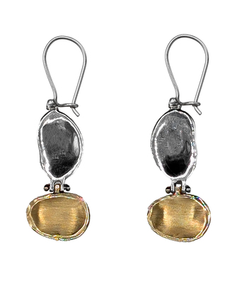 ITHIL METALWORKS - SS & 9K GOLD DISC EARRINGS - SILVER & GOLD