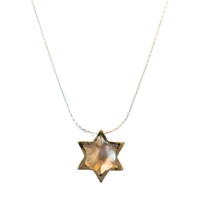 ITHIL METALWORKS - SS & 9K GOLD STAR OF DAVID NECKLACE - SILVER & GOLD