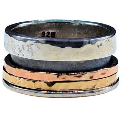 ITHIL METALWORKS - GOLD MIX & SILVER SPINNER RING