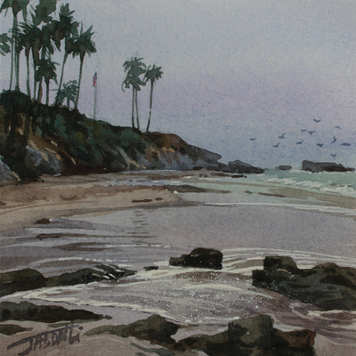 JASON LI - 4 X 4 LAGUNA WATERCOLOR IV - WATERCOLOR - 4 X 4