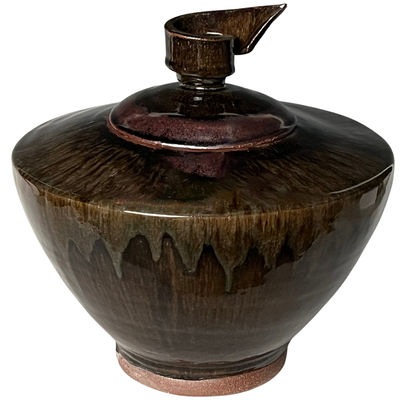 JON LUNDSTROM - RIBBON TOP JAR - CERAMIC - 12 X 12 X 12