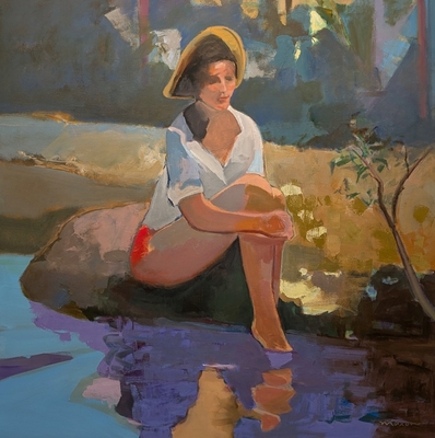 JOHN MAXON - WATER WOMAN - OIL ON CANVAS - 48 X 48