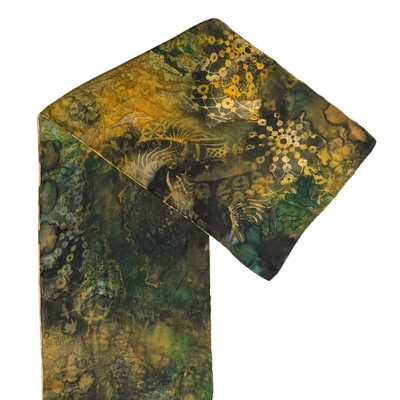 BETH MARX - SILK SCARF FOREST GREEN - FIBER