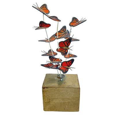 JAMES MINIDIS - MONARCH BUTTERFLY MUSIC BOX - MIXED MEDIA - 4 1/8 X 12 X 3 1/8