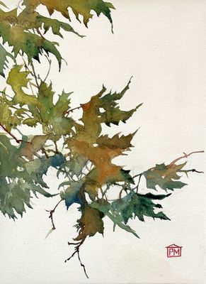 PETE MORRIS - MAPLE LEAVES II - WATERCOLOR - 11.375 X 15