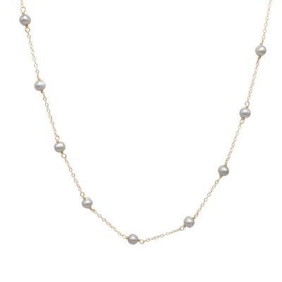 ELIZABETH NADLER - SEG SMALL GRAY PEARL TIN CUP NECKLACE - PEARL, GOLD