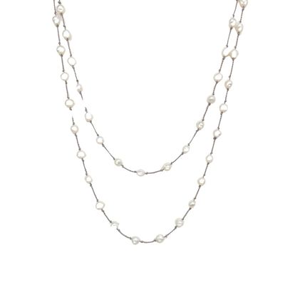 ELIZABETH NADLER - LRG GREY PEARL NECKLACE - STERLING & GEMSTONE