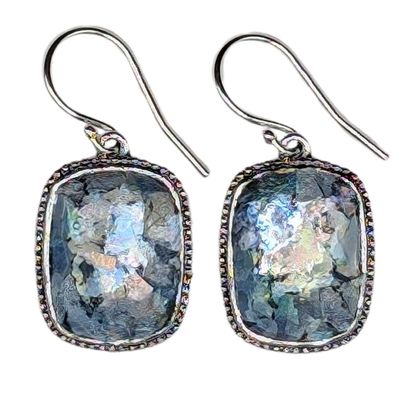 SAPHARIM RAHAV - LRG RECTANGLE ROMAN GLASS EARRINGS - STERLING SILVER