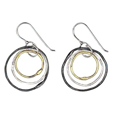 SAPHARIM RAHAV - SILVER/ GOLD PLATED MULTI HOOP EARRINGS - STERLING SILVER